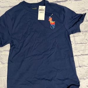 Big Boys 10-12 Short-Sleeve Blue with multi color logo